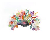 Wall lighting with Pastel color leaves and flowers -unique wall sconce with pastel flowers and leaves for hall, bathroom, bedroom.