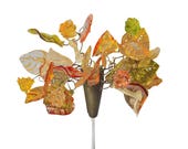 Wall sconce light with bouquet of flowers and leaves orange color - wall decorative lamp with shades of light warm color