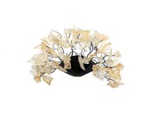 Wall light with clear and gold leaves and flowers -unique wall sconce with transparent clear flowers and leaves for hall, bathroom, bedroom.