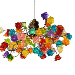 Multicolored Pendant Light, kitchen island light with flowers, a unique hand made lighting