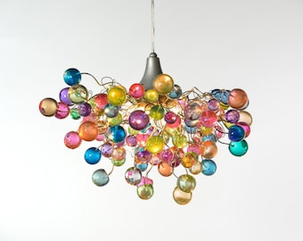 Lighting chandeliers, hanging lighting with Pastel bubbles for girls bedroom, living room, bathroom designer lighting.