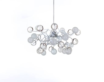 Ceiling Pendant light with white and clear transparent bubbles for girls or boy bedroom .