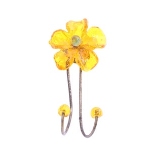 Wall Hook with yellow resin flower, decorative wall hanger.