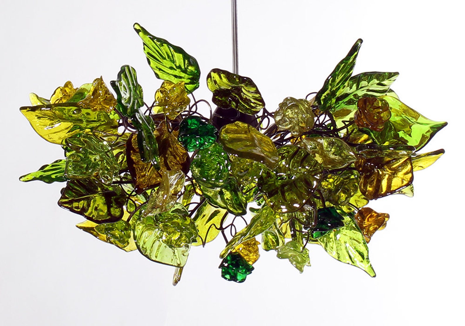 Ceiling Light Fixture With Green Flowers and Leaves Pendant Light for