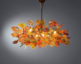 Ceiling Lighting with flowers and leaves, Hanging chandeliers