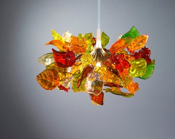 Pendant Light with warm color flowers and leaves for bedroom, kitchen island, hall