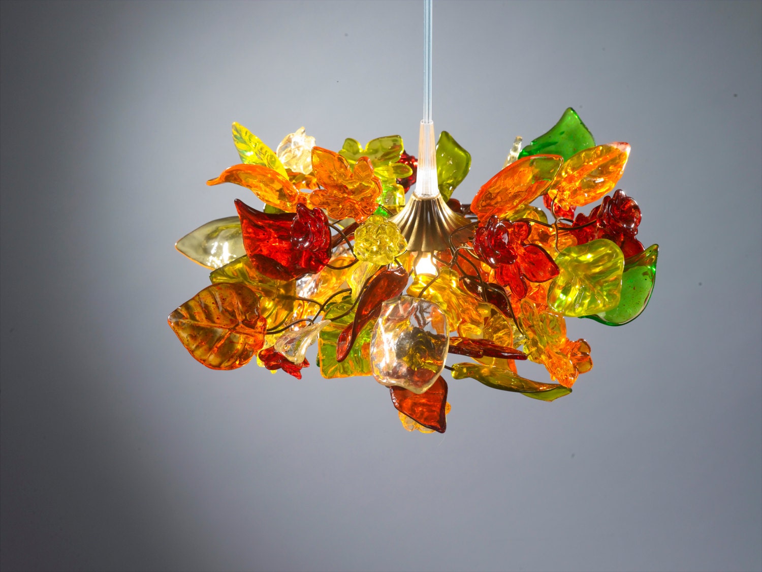 Pendant Light with warm color flowers and leaves for bedroom, kitchen island, hall