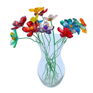 Resin Long-stem artificial colorfull flowers bouquet, Plant lover gift, Plant decorations for pots and vases