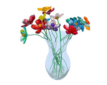 Resin Long-stem artificial colorfull flowers bouquet, Plant lover gift, Plant decorations for pots and vases