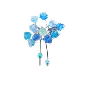Wall Hook with sea color resin flowers and metal butterfly, decorative wall hanger.