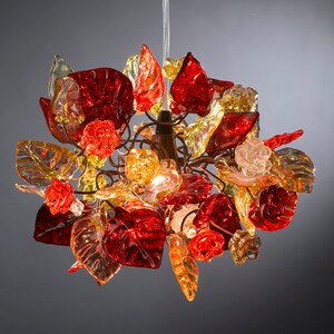 Ceiling light fixture, flowers light with warm shades of flowers and leaves hanging chandelier for hall, bathroom. image 2
