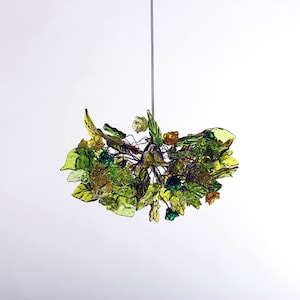 Ceiling Light fixture with green flowers and leaves pendant light for rooms, bedroom, bathroom image 2