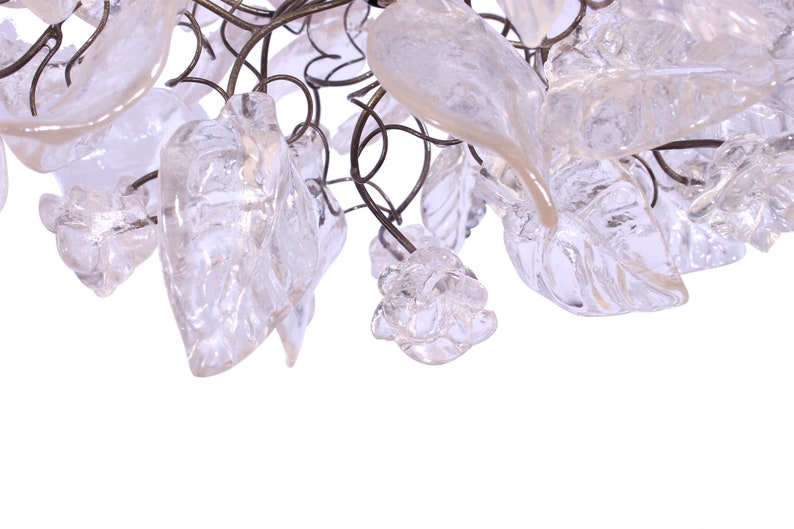 Pendant light with Crystal clear flowers and leaves for hall, bathroom or as a bedside lamp a unique lighting. image 10