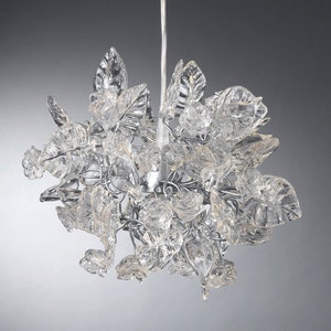 Clear elegant Pendant Light with Crystal clear flowers and leaves for bathroom