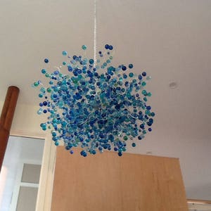 Cobalt blue Hanging chandeliers. light fixture with blue bubbles for Dining Room image 7