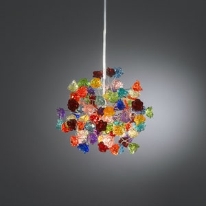 Ceiling Light Fixture with Rainbow color roses Pendent Light for hall, bathroom or bedroom. image 6
