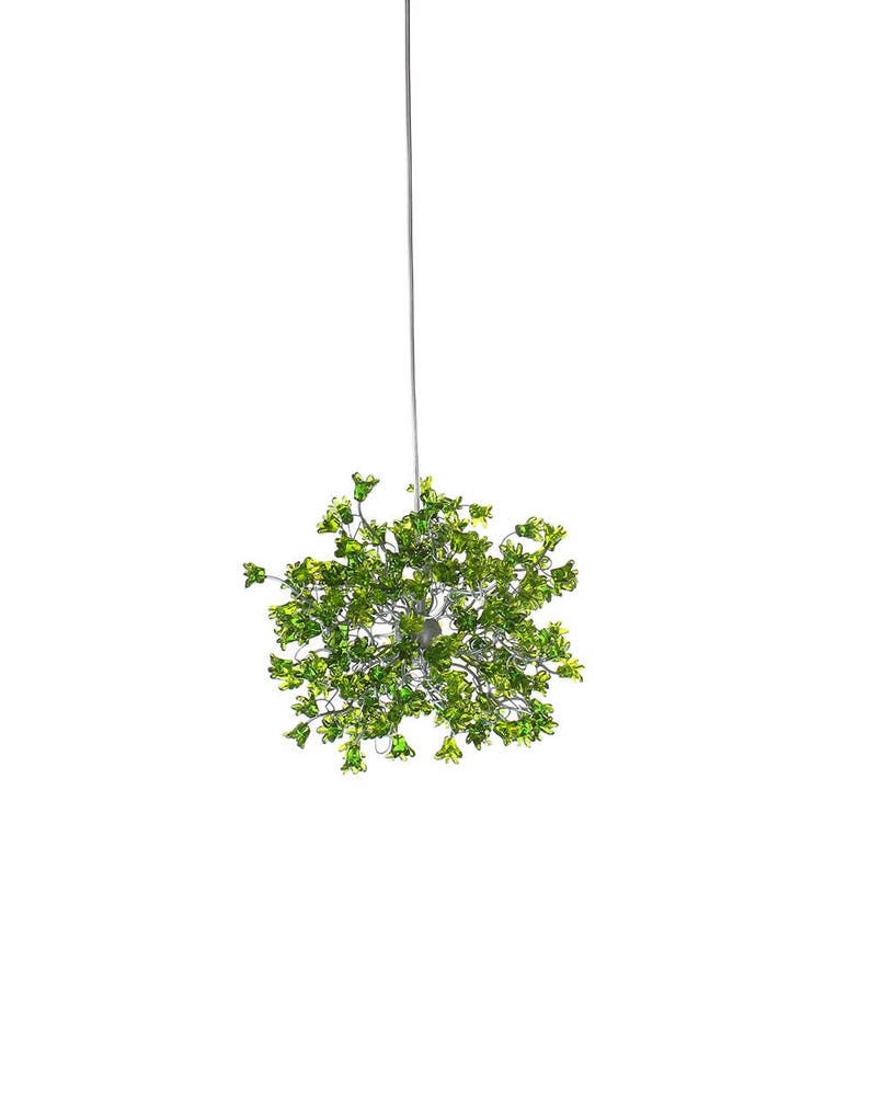 Green Pendant Light, Hanging pendant lighting with Green jumping flowers image 1