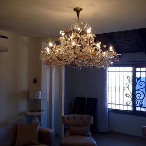 Floral Chandelier: Resin Flowers & Leaves, Dining Room Lighting