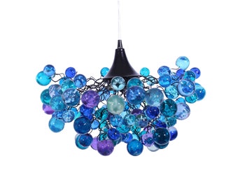 Lighting Chandelier with sea colored bubbles, hanging lamp with different size of bubbles for children room or dining room.