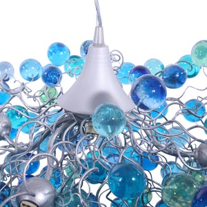 Lighting Chandelier with sea colored bubbles, hanging lamp with different size of bubbles for children room or dining room. image 6