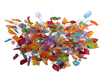 Hanging chandeliers - Light Fixtures Colorful flowers & leaves for Dining Room or living room.