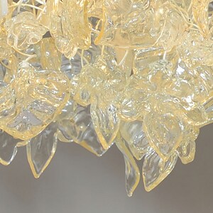 Modern Ceiling Light Fixture with transparent and white leaves and flowers, chandelier for Dining table or living room. image 3