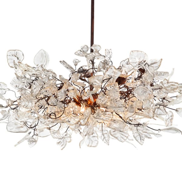 Large Hanging Lights with Natural clear flowers and leaves for Dining Room table, bedroom or living room. chandelier lighting