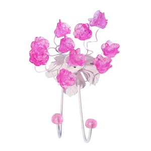 Wall Hook with pink resin flowers, decorative wall hanger.