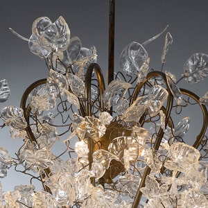Chandeliers Royal Lighting with Transparent clear leaves and flowers, elegant and unique Ceiling light for living room or store image 4