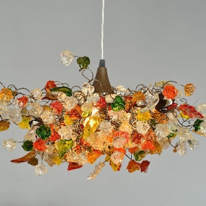 Hanging Floral Lamp, Handmade Flower Chandelier, Dining Room Ceiling Light, Bedroom Lighting, Home Decor Gift