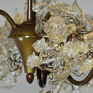 Floral Chandelier: Resin Flowers & Leaves, 3-Arm Dining Room Lighting