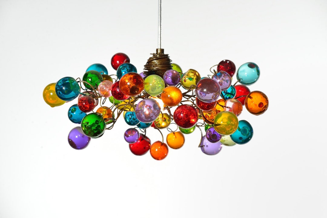 Bubbles Lighting, Ceiling Pendant Light With Multicolored Bubbles for
