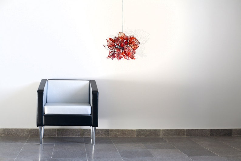 Ceiling light fixture, flowers light with warm shades of flowers and leaves hanging chandelier for hall, bathroom. image 4
