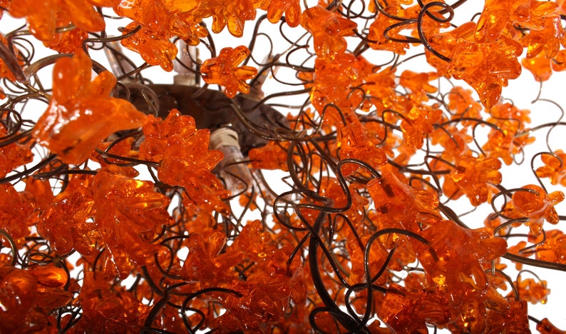 Orange Dining Room Lighting, Hanging Chandeliers with Orange jumping flowers