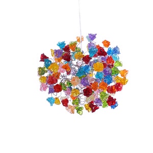 Ceiling Light Fixture with Rainbow color roses Pendent Light for hall, bathroom or bedroom. image 2