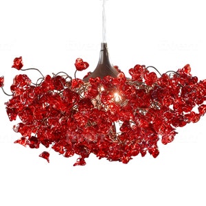 Modern Hanging Light with Red flowers for living room, bedroom, Dining Room. image 1