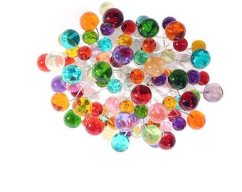 Flush mount Ceiling light with multicolored bubbles for bathroom, hall entrance or room. rainbow color lighting