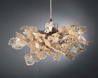 Lighting hanging Chandeliers with light gold flowers and leaves for living room, children room