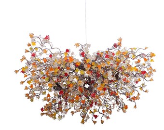 Modern Hanging Chandeliers with warm colors jumping flowers for Dining Room