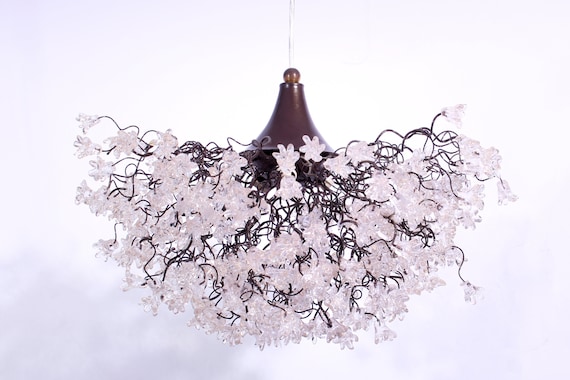Ceiling lamp, hanging light, chandelier with Transparent clear jumping flowers for living room, Dining Room light.light fixture