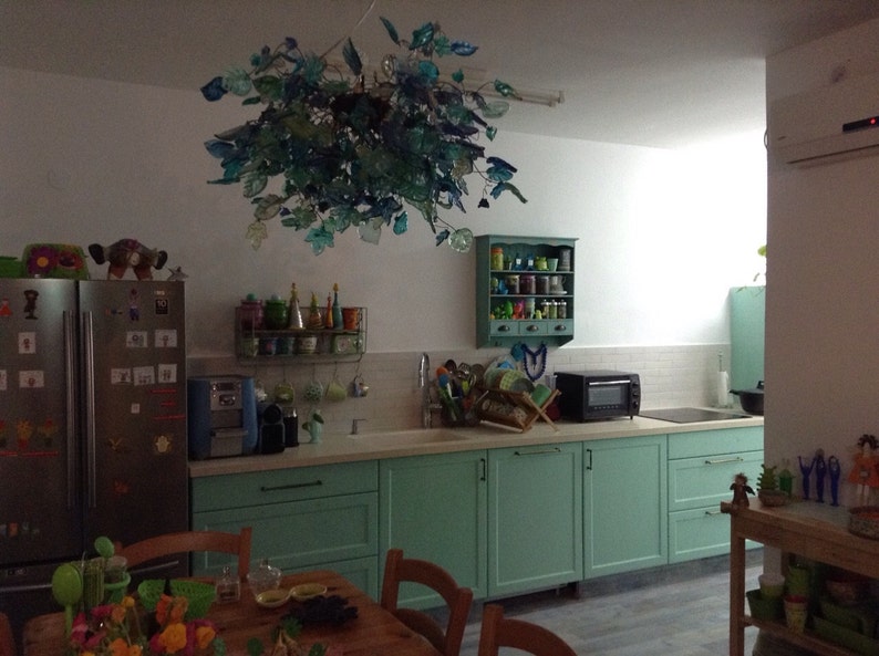 living room Large Hanging chandeliers with Sea color flowers /& leaves for Dining Room
