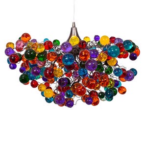 Lighting Chandelier with multicolored bubbles, hanging lamp with different size of bubbles for children room or dining room.
