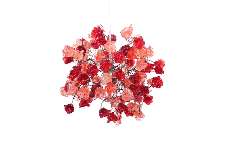 Red and pink roses pendant light for hall, children room, bedroom, as a kitchen island lighting. image 8