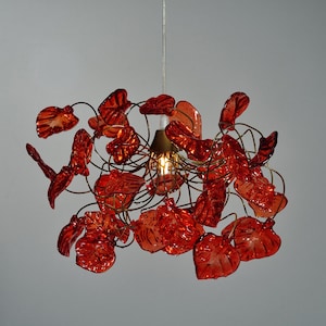 Ceiling light with Red leaves chandelier for rooms, bathroom, entryway unique lighting