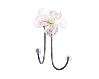 Wall Hook with clear resin flower, decorative wall hanger.