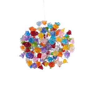 Ceiling Light Fixture with Rainbow color roses Pendent Light for hall, bathroom or bedroom. image 3