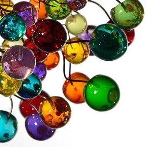 Multicolored bubbles light fixture, hanging lighting with different size of bubbles for children room or dining room. unique lighting image 4