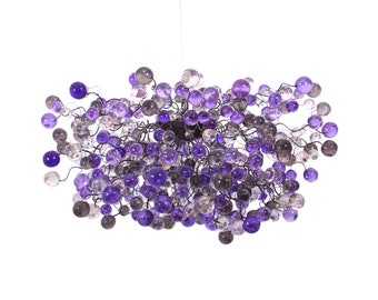 Hanging Chandeliers with purple, gray and clear bubbles lighting for Dining Room