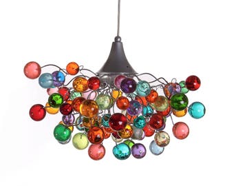 Lighting Fixtures with Multicolored bubbles, hanging lamp with bubbles for children room or dining room.