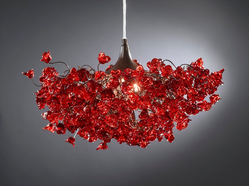 Modern Hanging Light with Red flowers for living room, bedroom, Dining Room. image 7